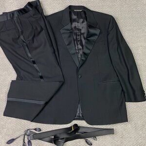 Jack Victor Tuxedo Jacket 44R Pants 38R Black Men's Formal Wear Duke Super 100s